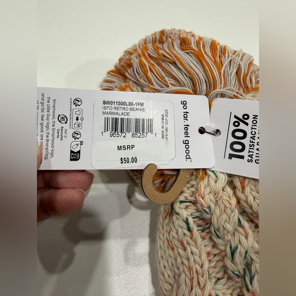 SmartWool Isto Retro Beanie Hat Merino Wool Marmalade Orange NWT Adult Cable main image 6